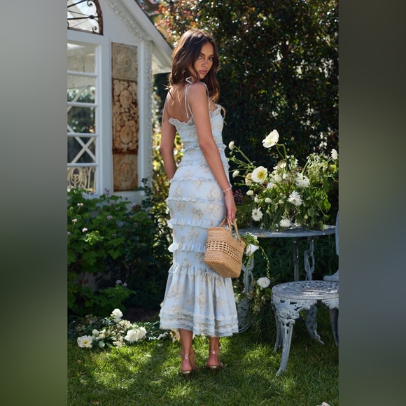 V chapman geranium dress in Victorian blue roses - Picture 5 of 6